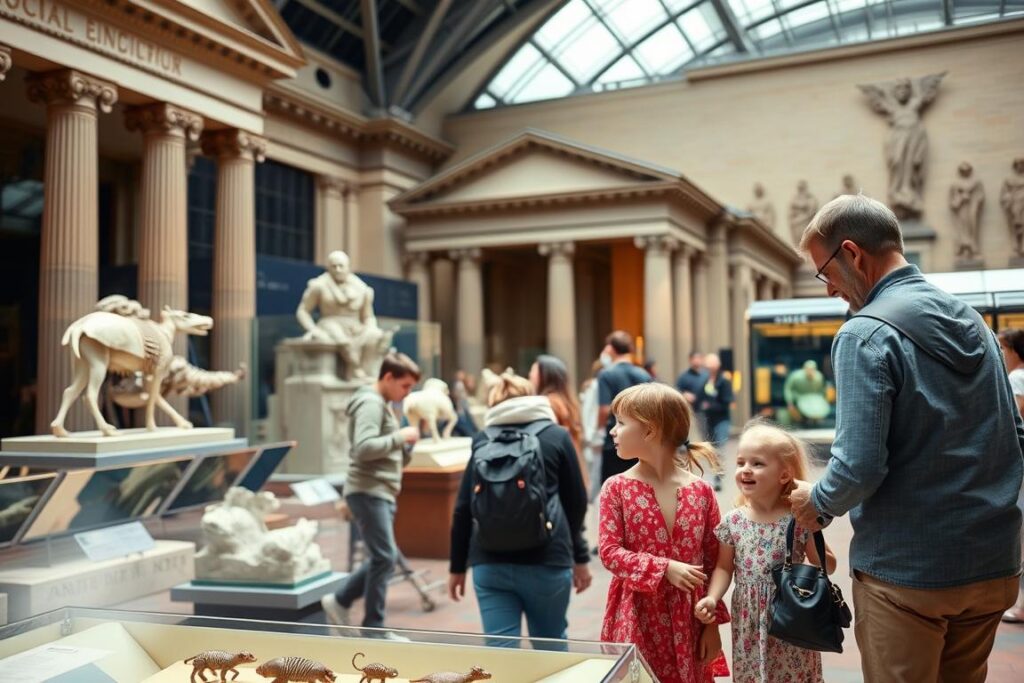 Family enjoying a day out at a free UK museum Family enjoying a day out at a free UK museum