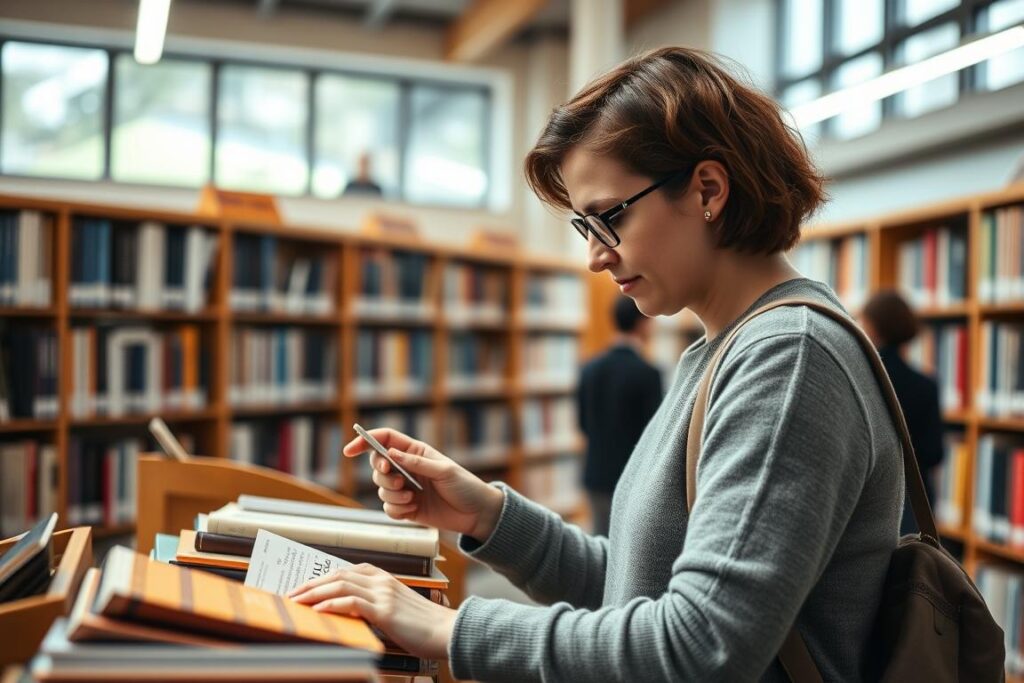 Person using a library card at a UK public library Person using a library card at a UK public library