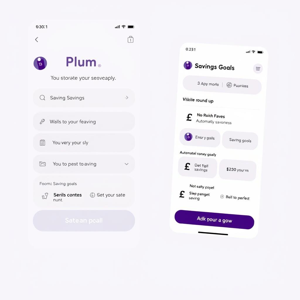 Plum app showing automatic savings features Plum app showing automatic savings features